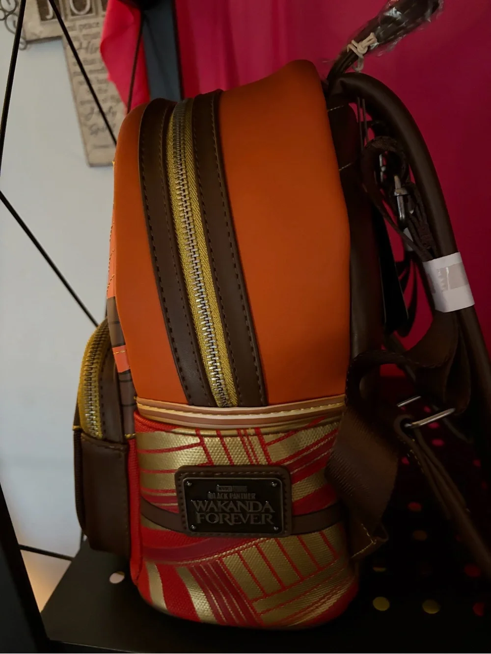 Black Panther Wakanda Forever Orange and Brown Graphic Mini Backpack